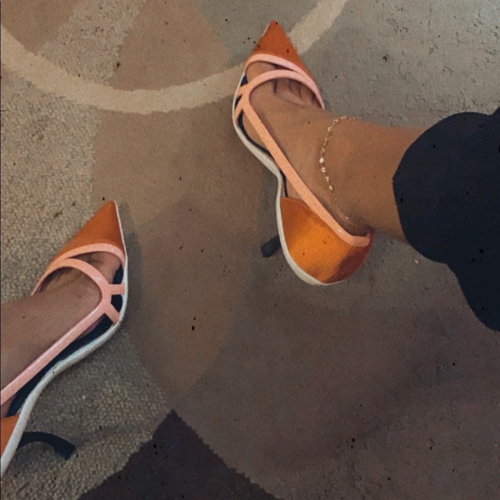 Dior Heels.  Vintage Pink and Orange Dior Heels - Picture 2 of 10
